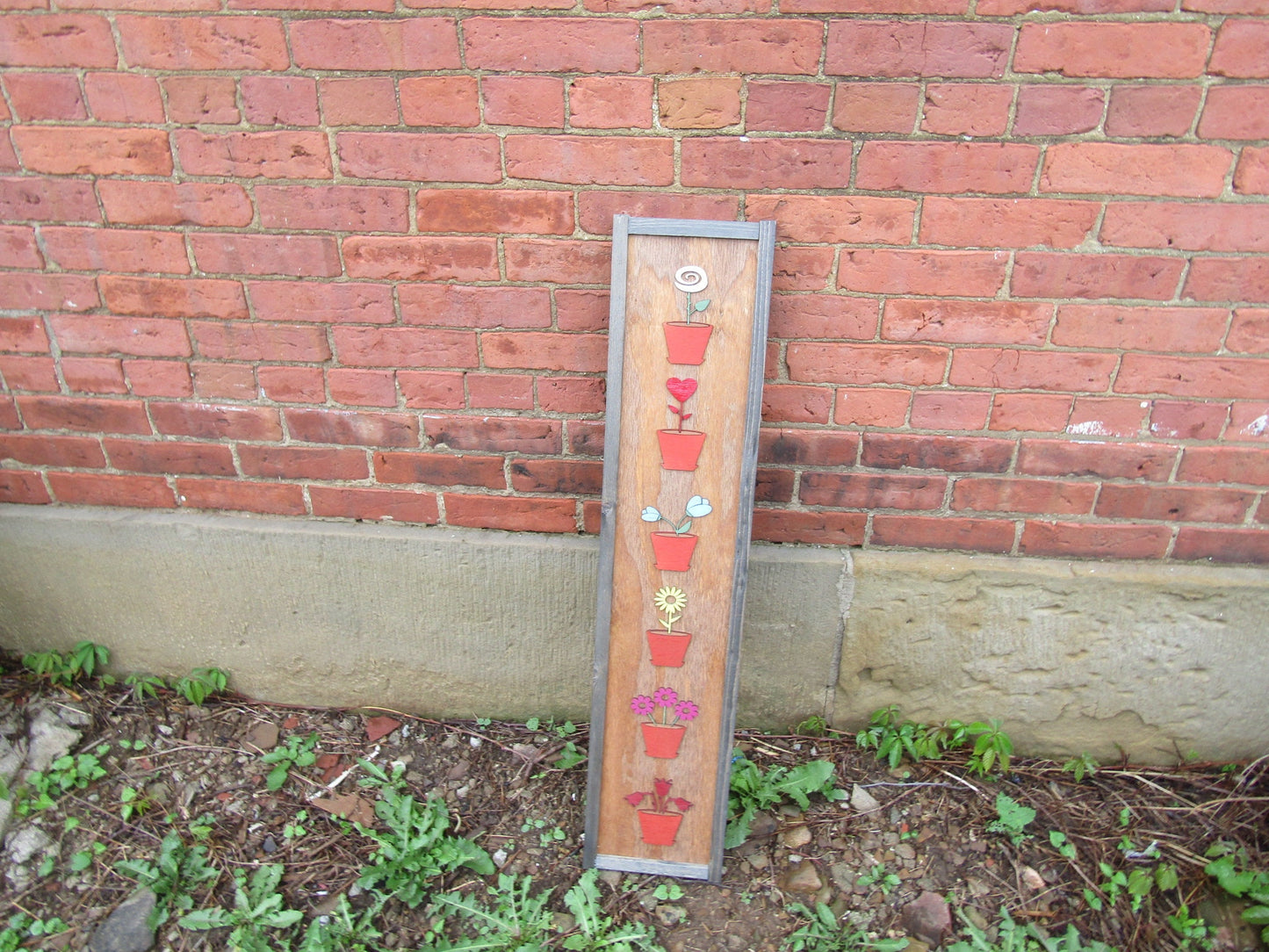 Gardener Flowerpots Rustic Farmhouse Decor Vertical Sign Terra Cotta Daisy Tulip Love of Plants Gift Seasonal Wooden Handmade Decor Daisy