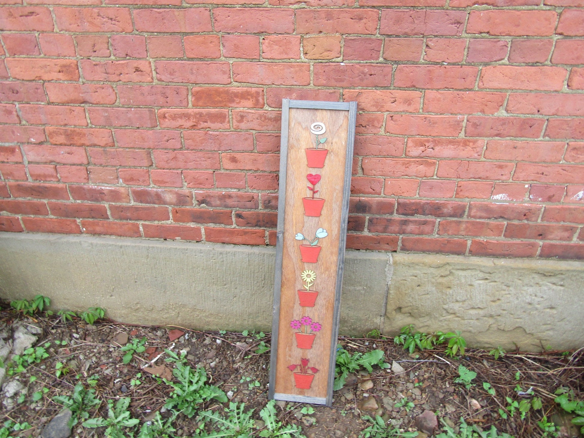 Gardener Flowerpots Rustic Farmhouse Decor Vertical Sign Terra Cotta Daisy Tulip Love of Plants Gift Seasonal Wooden Handmade Decor Daisy