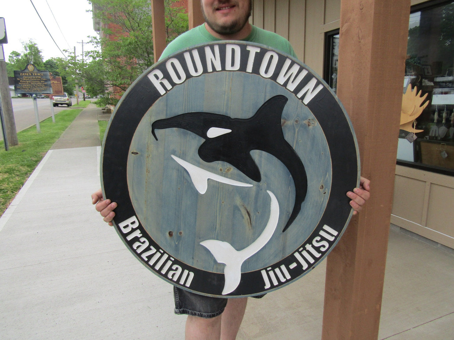 Oversized BJJ Sign Brazilian Jiu Jitsu Sign MMA Gym Sign Engraved Martial Arts Sign Custom Gym Logo Personalized Dojo Sign Round Signs