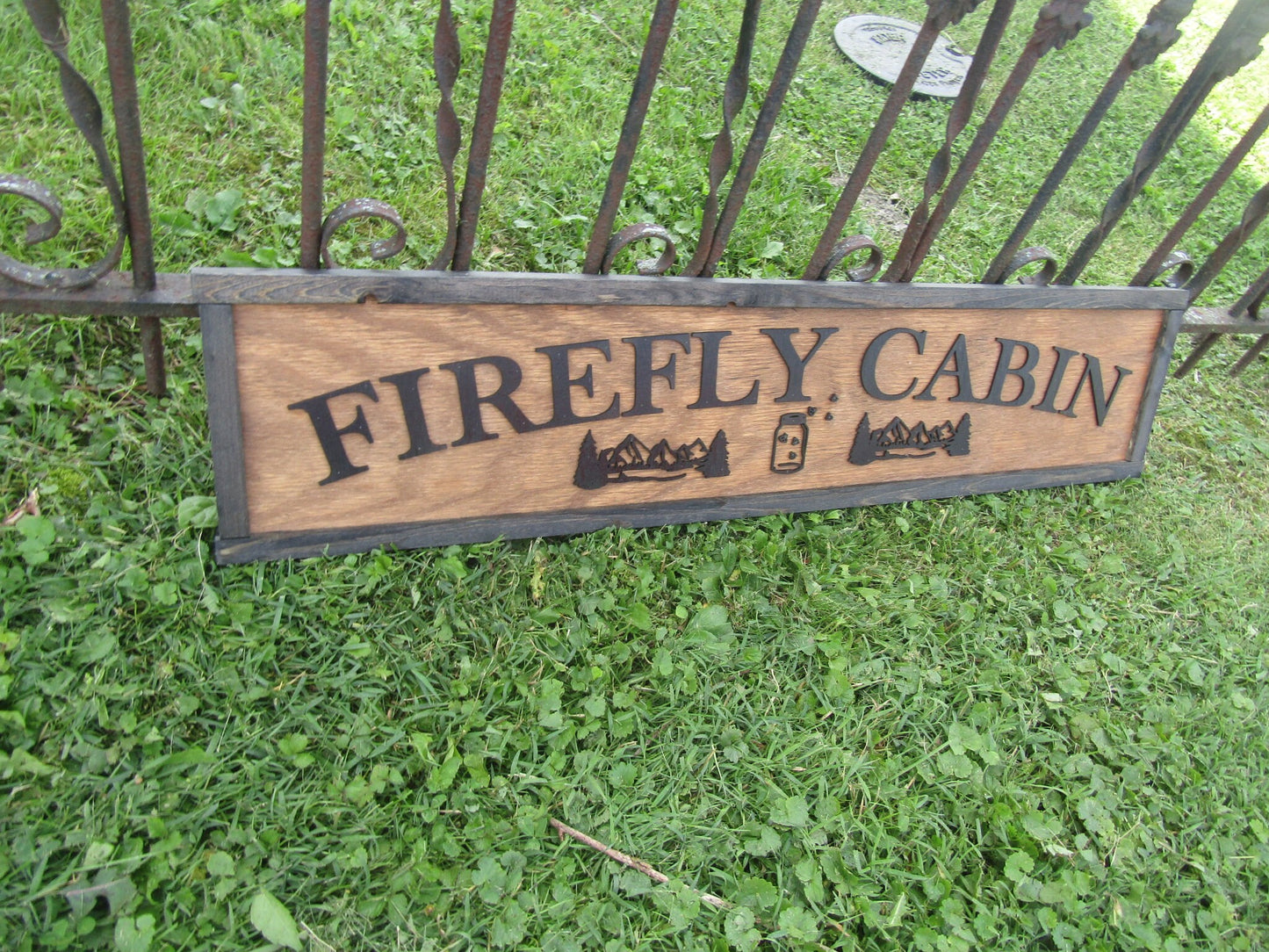 Firefly Cabin Lightning Bugs Large Custom Wooden Sign Outdoors Camping Air BNB Woods Forest Mountain Lounge Vacation Signage Handmade 3D