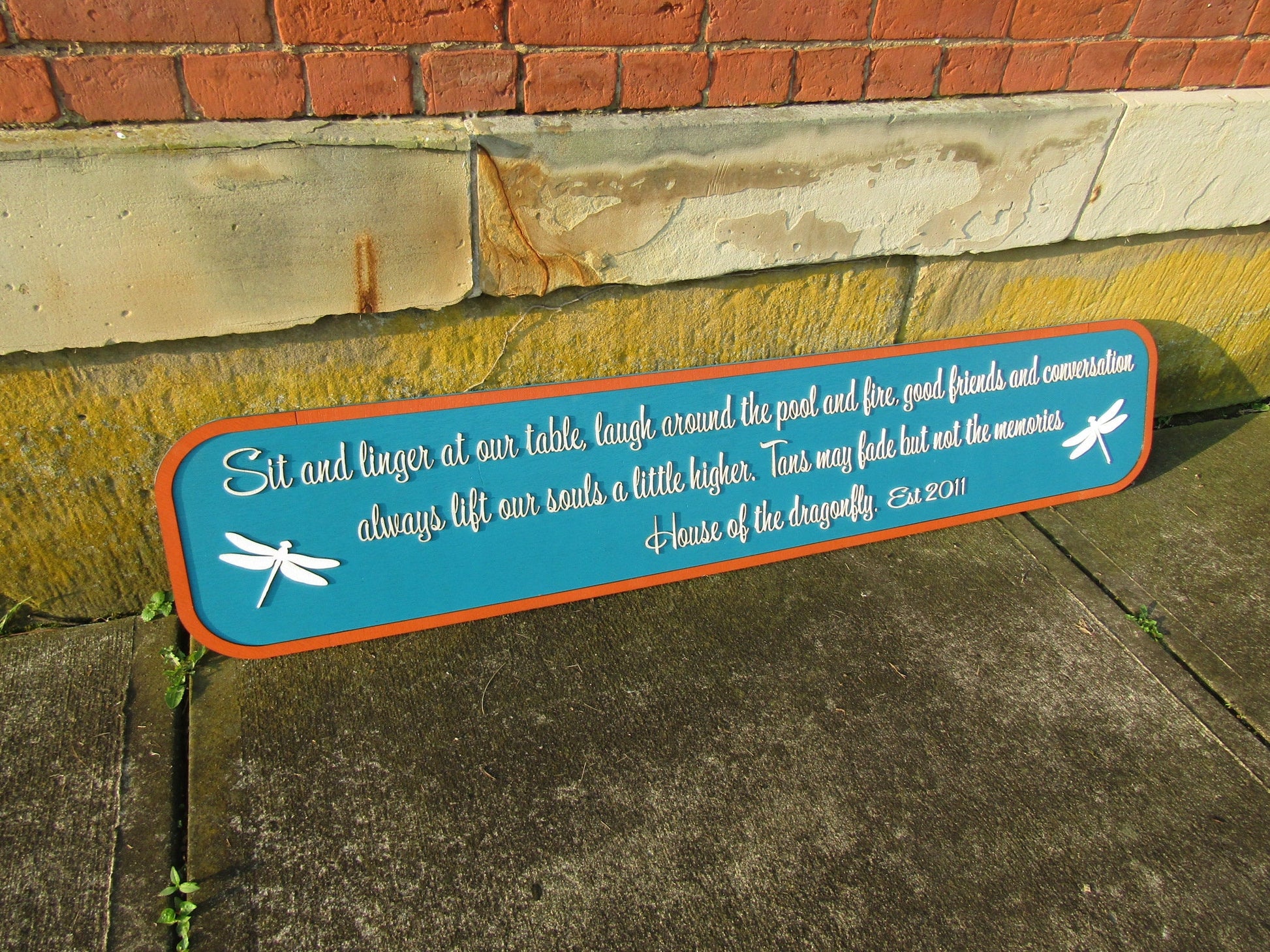 House of Dragonfly Custom Welcome Cute Saying Come Sit at Our Table Good Friends Share Laughs Personalized Home Sign 3d Letters Wooden Sign