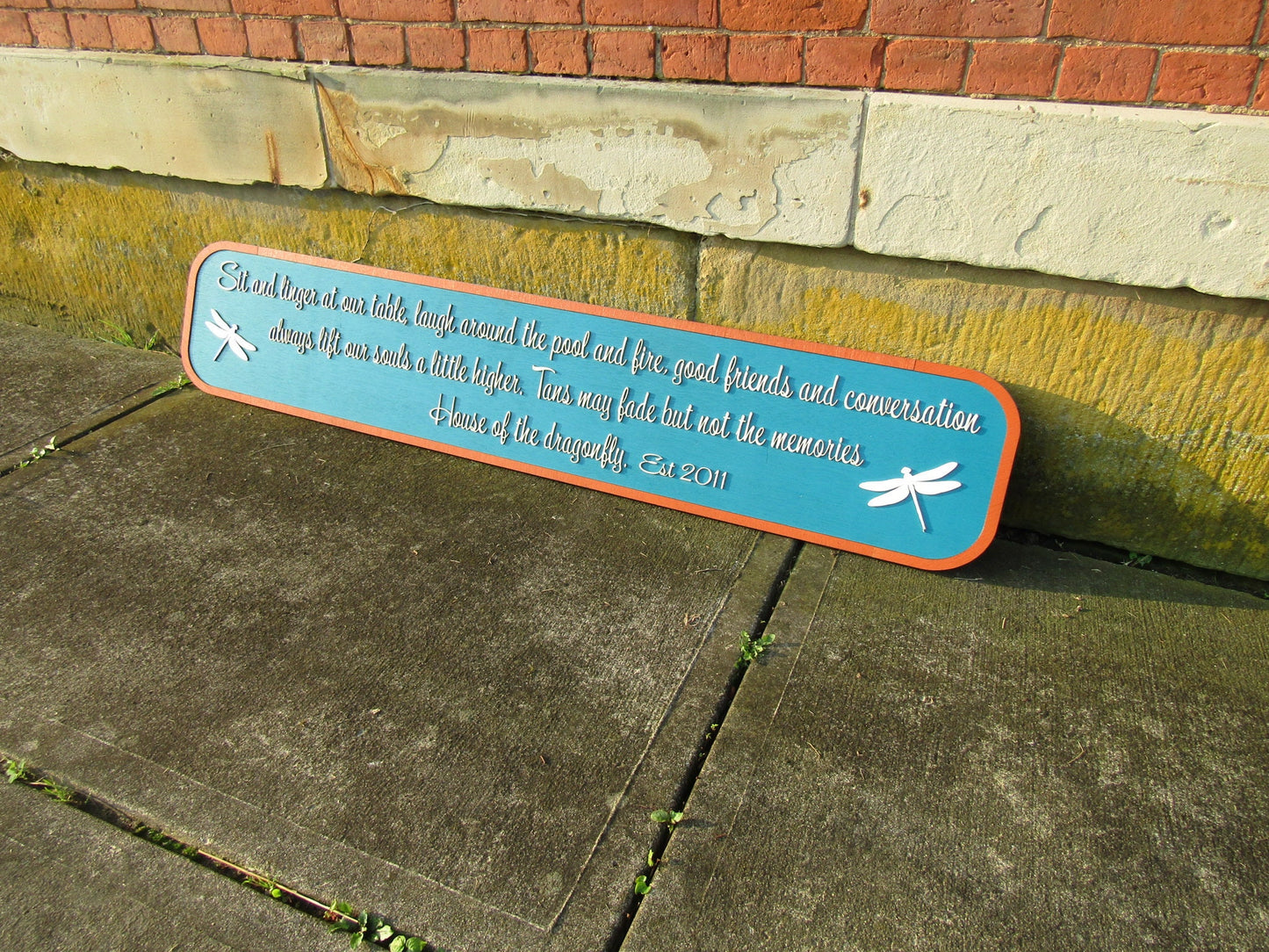 House of Dragonfly Custom Welcome Cute Saying Come Sit at Our Table Good Friends Share Laughs Personalized Home Sign 3d Letters Wooden Sign