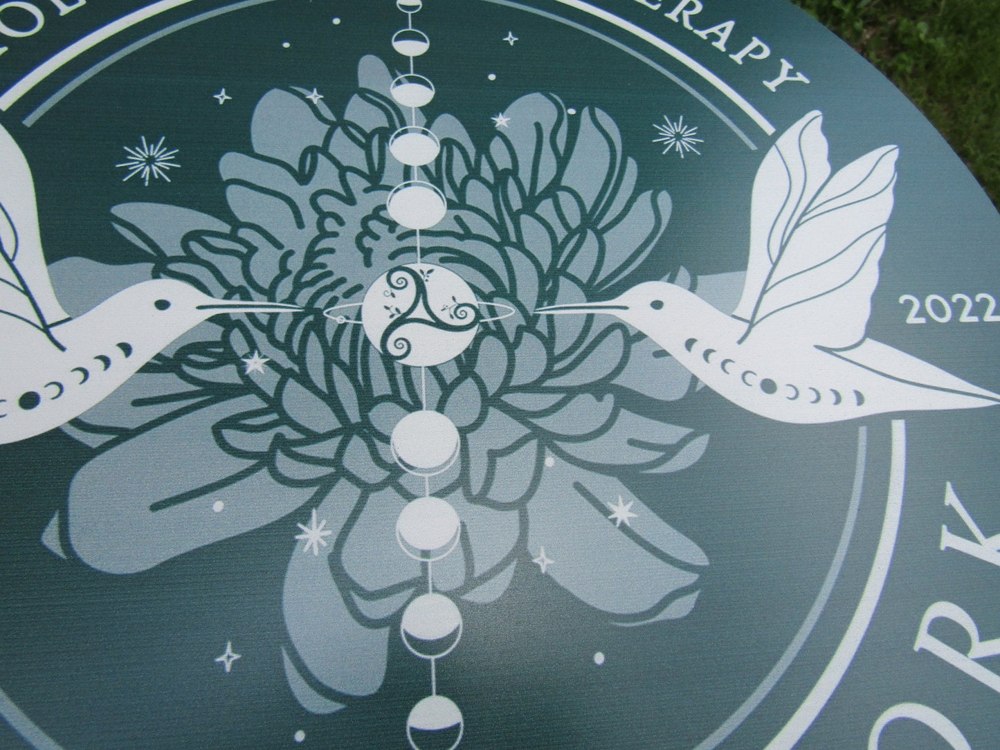 Massage Therapy Sign Bodywork Art Lotus Birds Your Logo Business Sign Commerical signage Printed On Wood Lightweight Hanging Office Sign