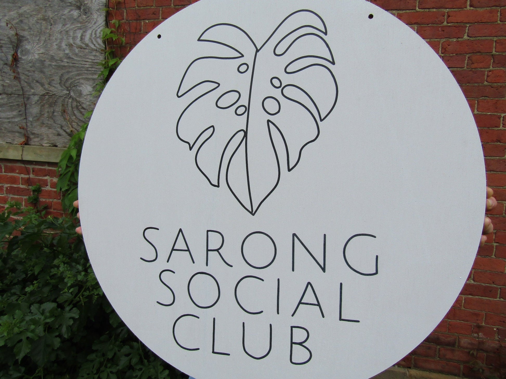 Social Club Custom Personalized Wooden Printed on Wood Sarong Wrap Robe Monstera Leaf Small Business Lightweight Minimalist Style Tropical