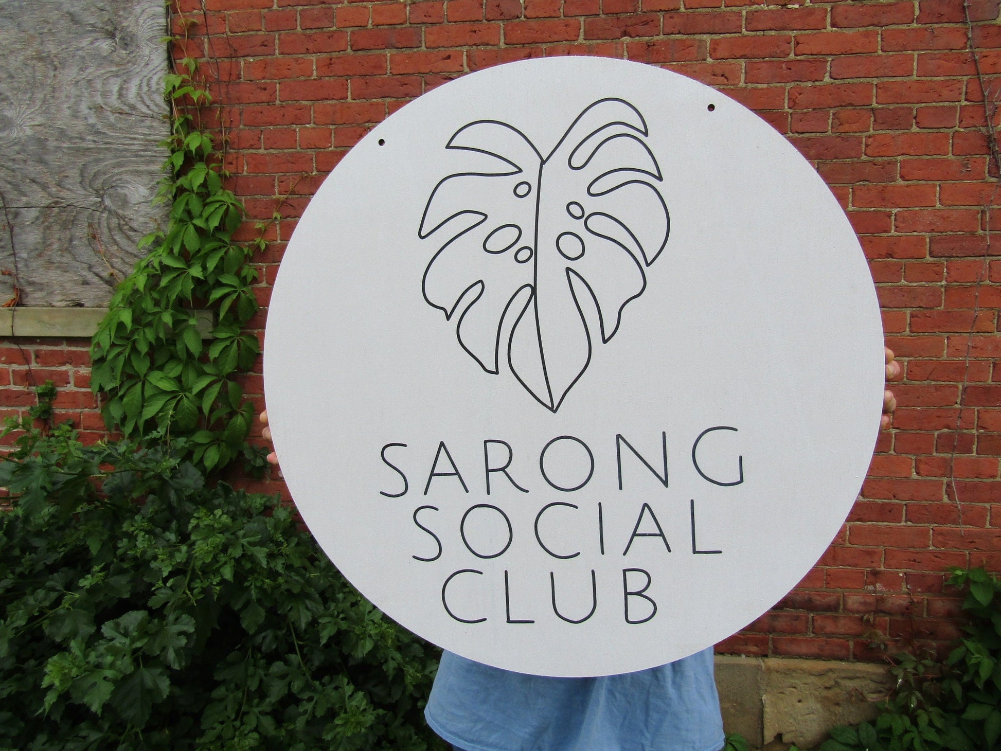 Social Club Custom Personalized Wooden Printed on Wood Sarong Wrap Robe Monstera Leaf Small Business Lightweight Minimalist Style Tropical