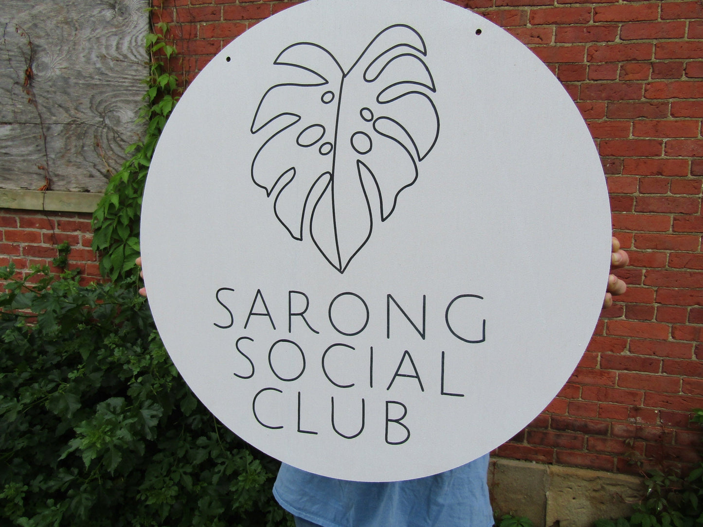 Social Club Custom Personalized Wooden Printed on Wood Sarong Wrap Robe Monstera Leaf Small Business Lightweight Minimalist Style Tropical