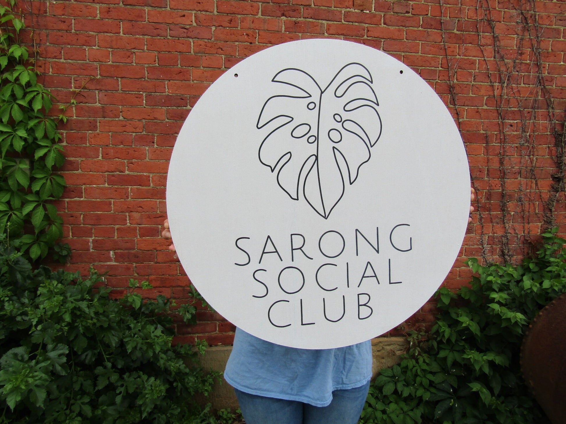 Social Club Custom Personalized Wooden Printed on Wood Sarong Wrap Robe Monstera Leaf Small Business Lightweight Minimalist Style Tropical