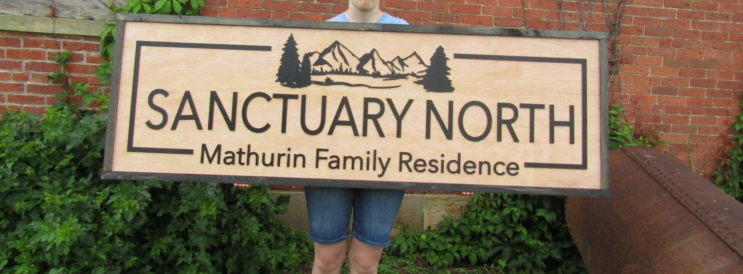 Custom Family Residence Sign Commerical Signage Sanctuary North Mountains Outdoors Wooden Raised Letters Made To Order Oversized Large Trees