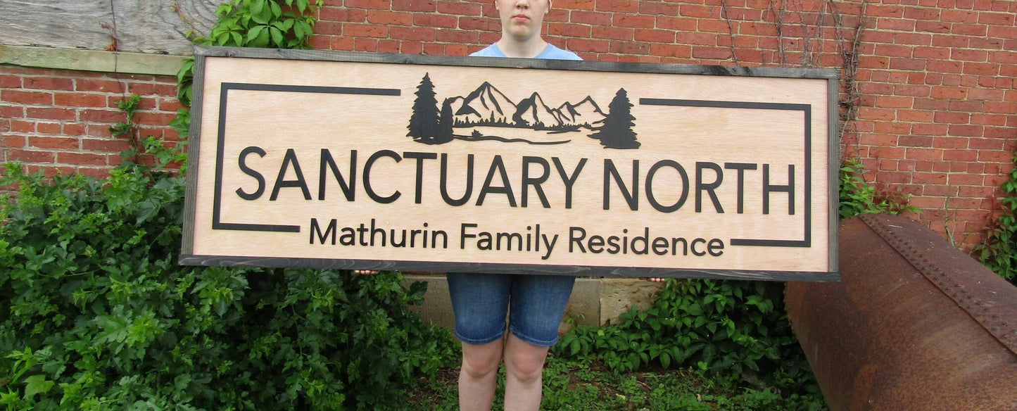 Custom Family Residence Sign Commerical Signage Sanctuary North Mountains Outdoors Wooden Raised Letters Made To Order Oversized Large Trees