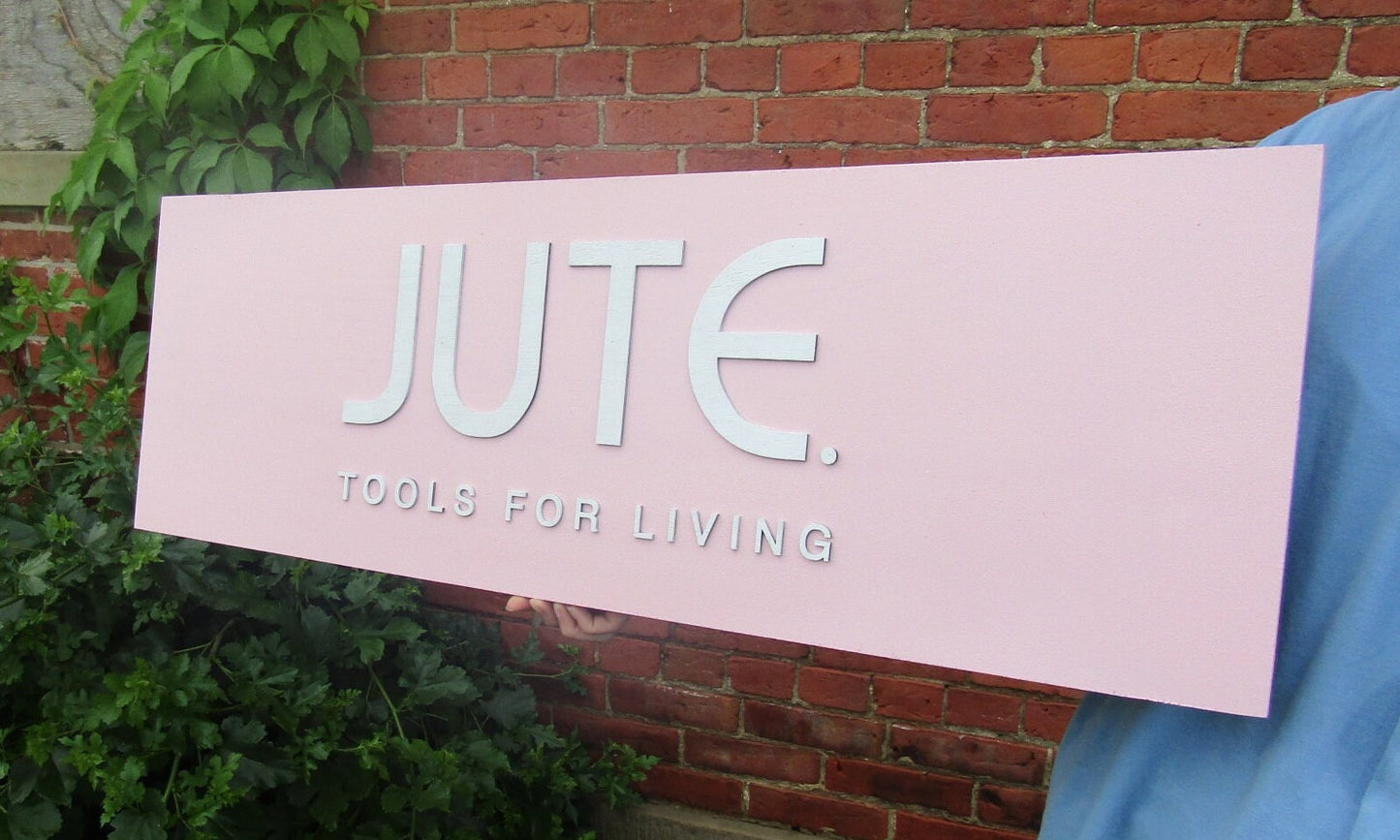 Custom Pink Rectangle Commerical Sign JUTE Tools for Living Health Wellness Therapy Office Signage Made to Order Your Logo Wooden Sign