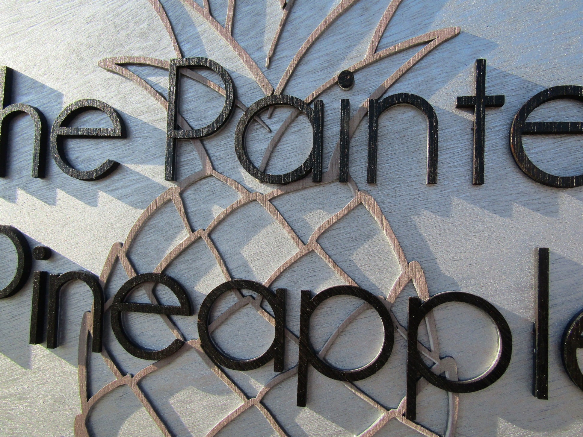 Custom Handmade Signage Commerical Business Sign The Painted Pineapple Vintage Store Front Raised 3D Image Round Circle Wood Layered Logo