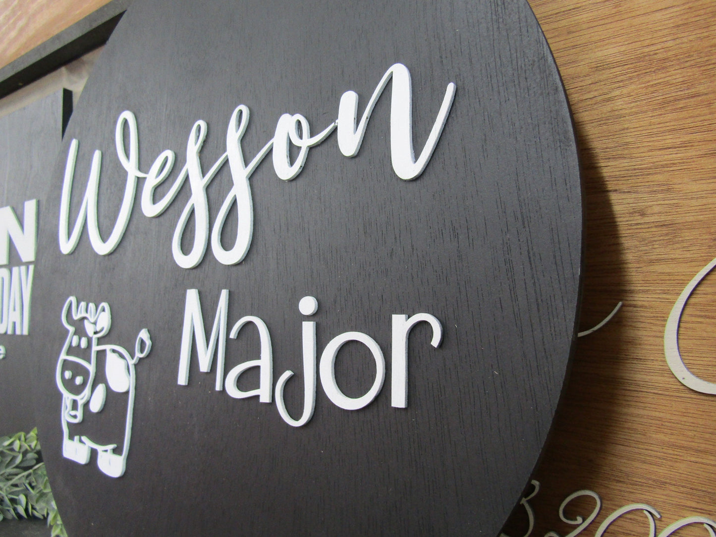 Custom Nursery Sign Cow Heifer Farm Decor Farm Theme Children Name Crib Sign Wesson Cute Cartoon Made To Order Wooden Signage Handmade