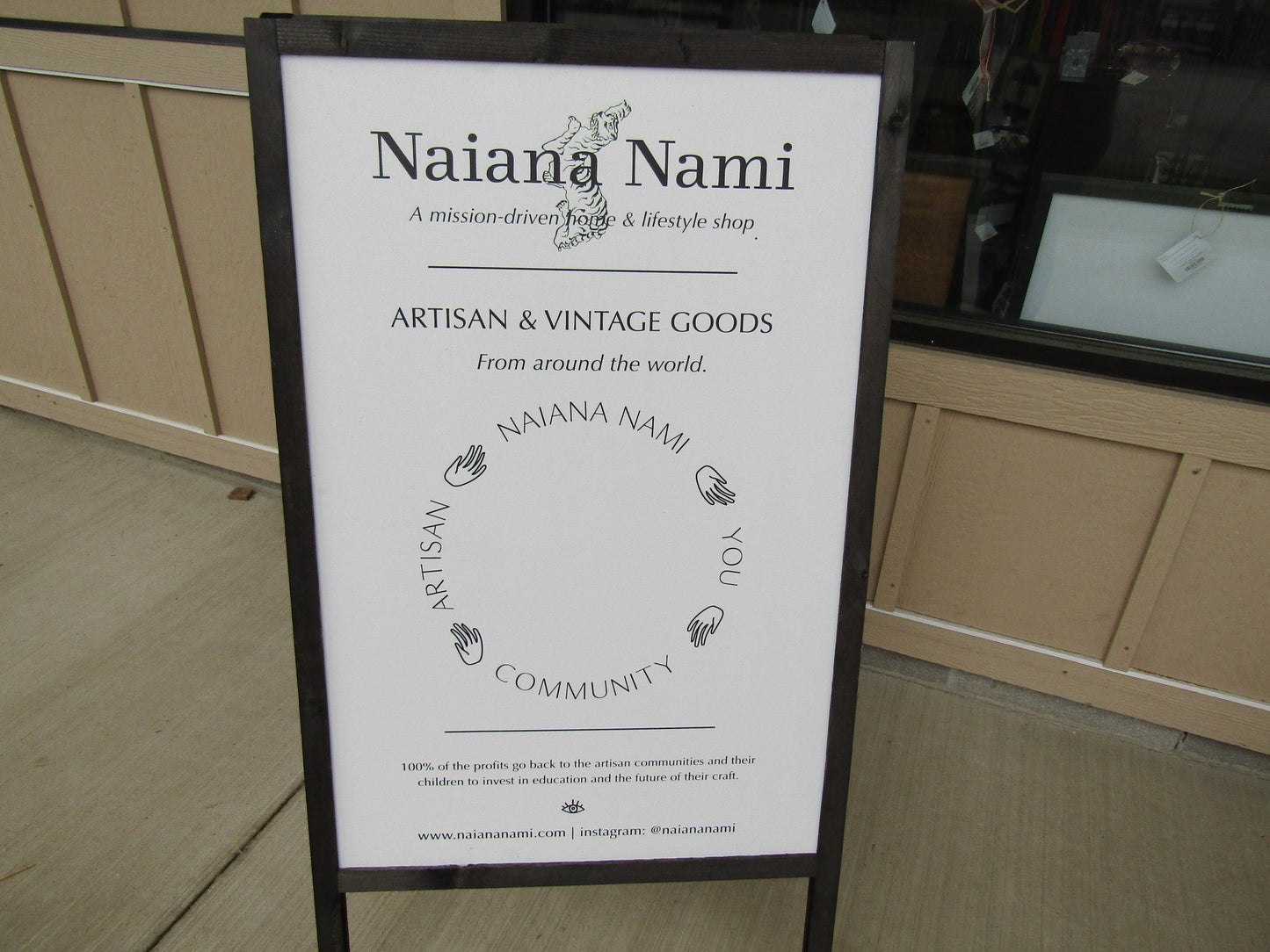 Artisan And Vintage Good Sidewalk Sign Handmade A Frame Foldable Wooden Informational Sign Business Commerical Professional Signage