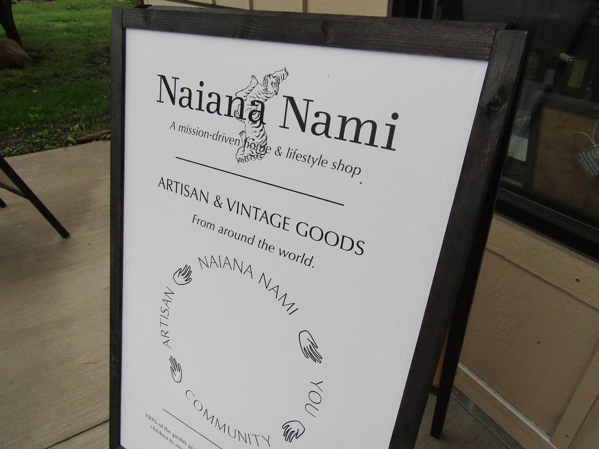 Artisan And Vintage Good Sidewalk Sign Handmade A Frame Foldable Wooden Informational Sign Business Commerical Professional Signage