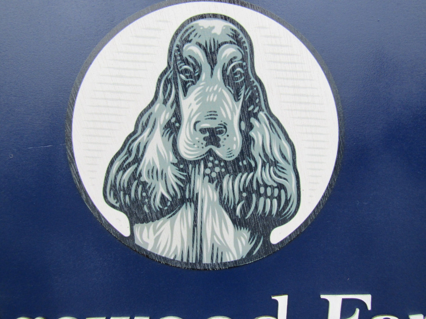 Kennel Custom Sign Cocker spaniel Breeder Boarding Blue Dog Logo Painted and Printed Commerical Signage Round Wooden Made To Order Handmade