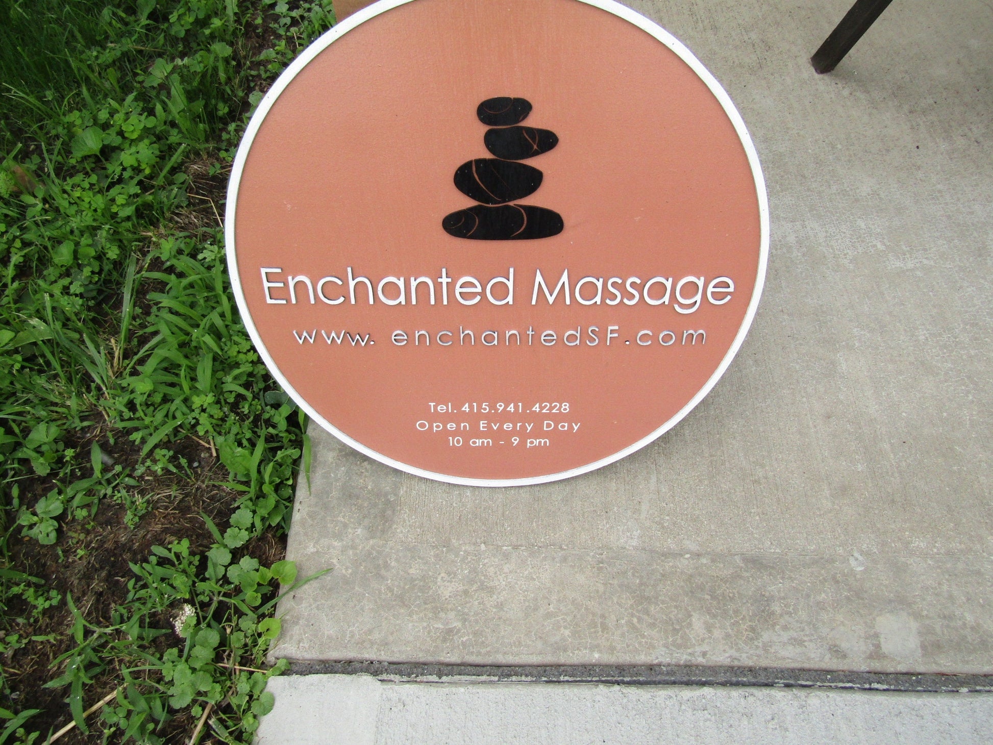 Enchanted Massage Custom Round Business Commerical Signage Made to Order Store Front Small Shop Logo Circle Wooden Handmade Informational
