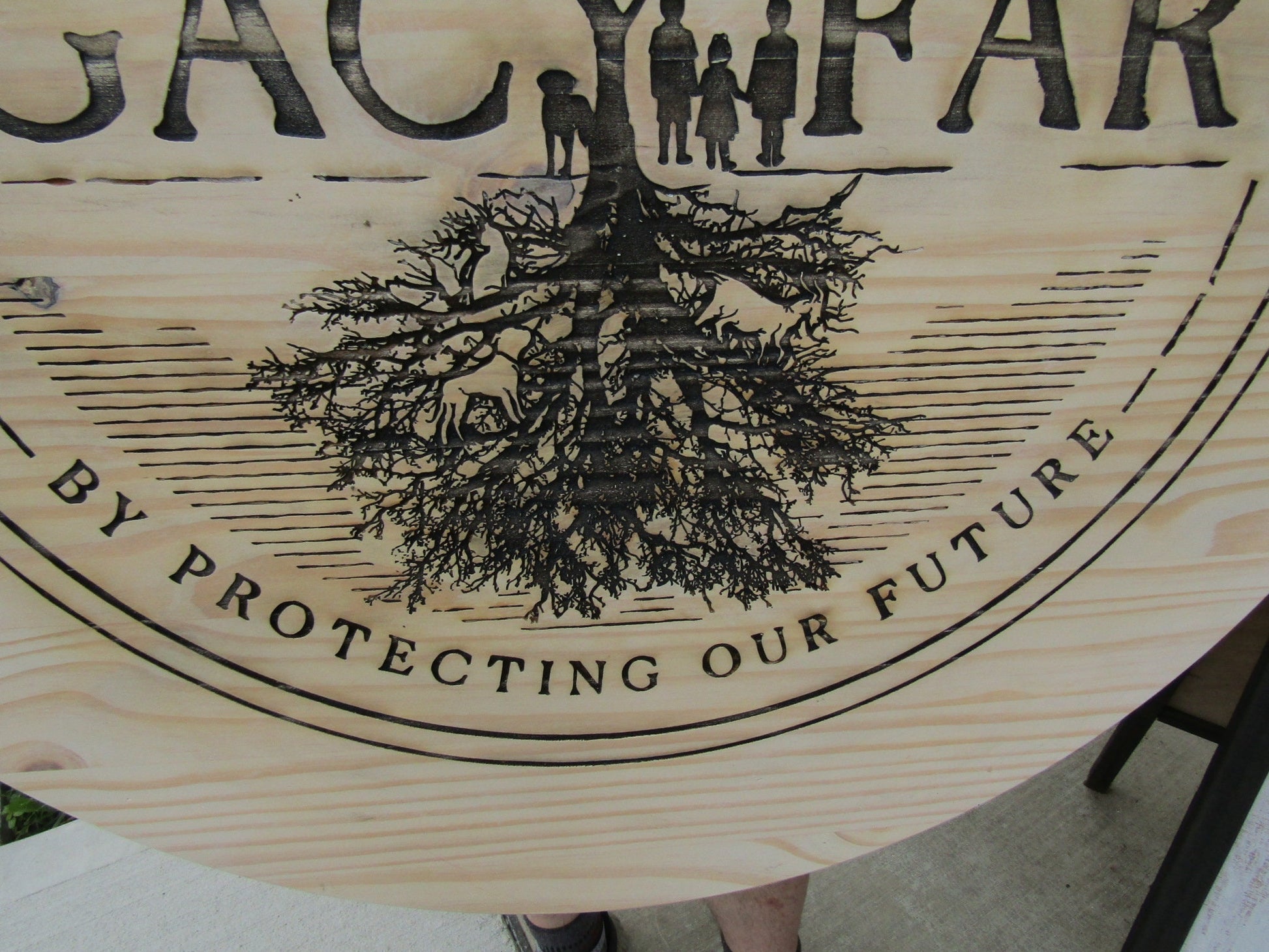 Custom Legacy Farm Carved Engraved Routed Color Filled Business Commerical Signage Your Logo Handmade Tree Oversized Pine Wood Round Sign