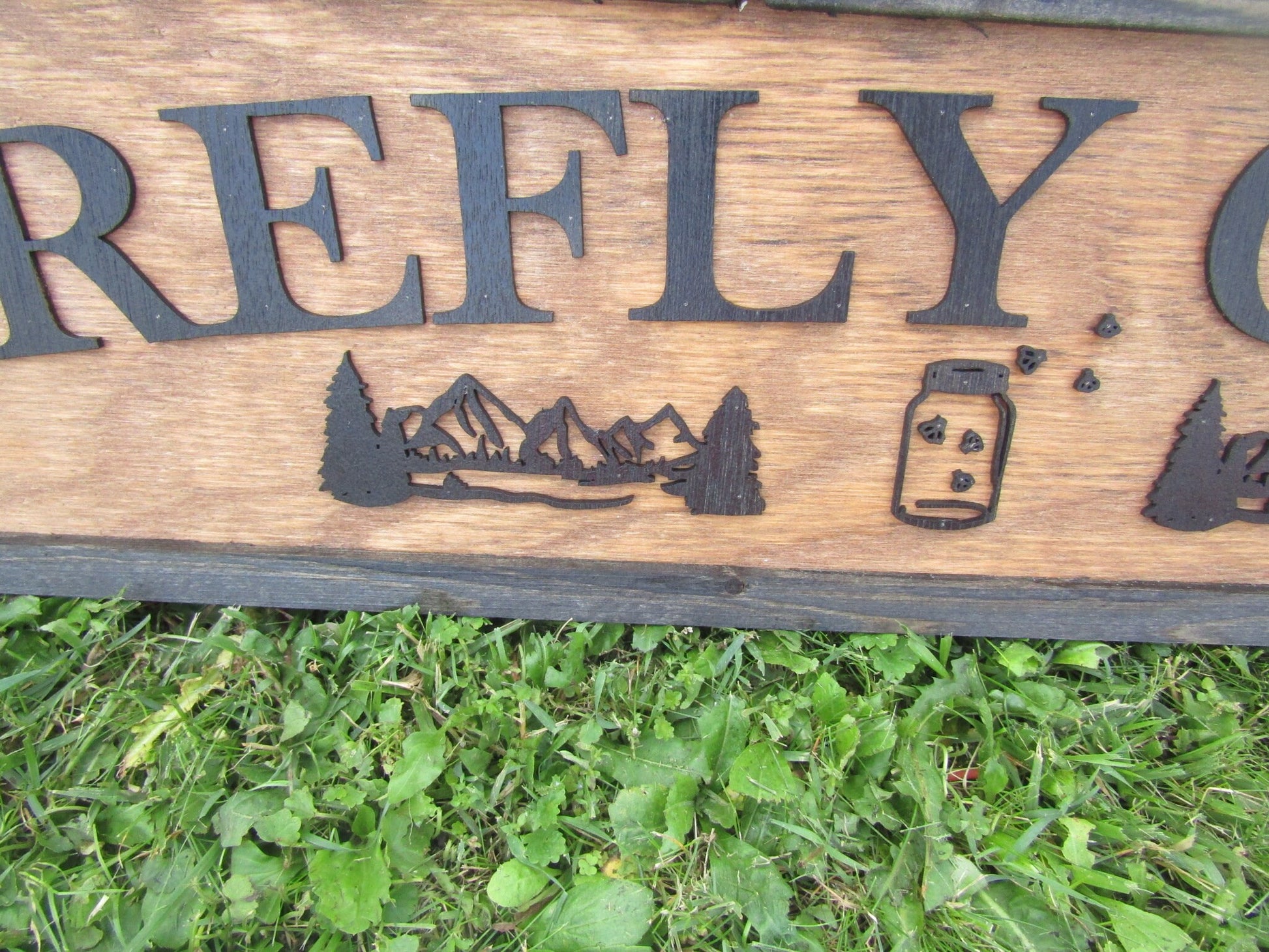 Firefly Cabin Lightning Bugs Large Custom Wooden Sign Outdoors Camping Air BNB Woods Forest Mountain Lounge Vacation Signage Handmade 3D