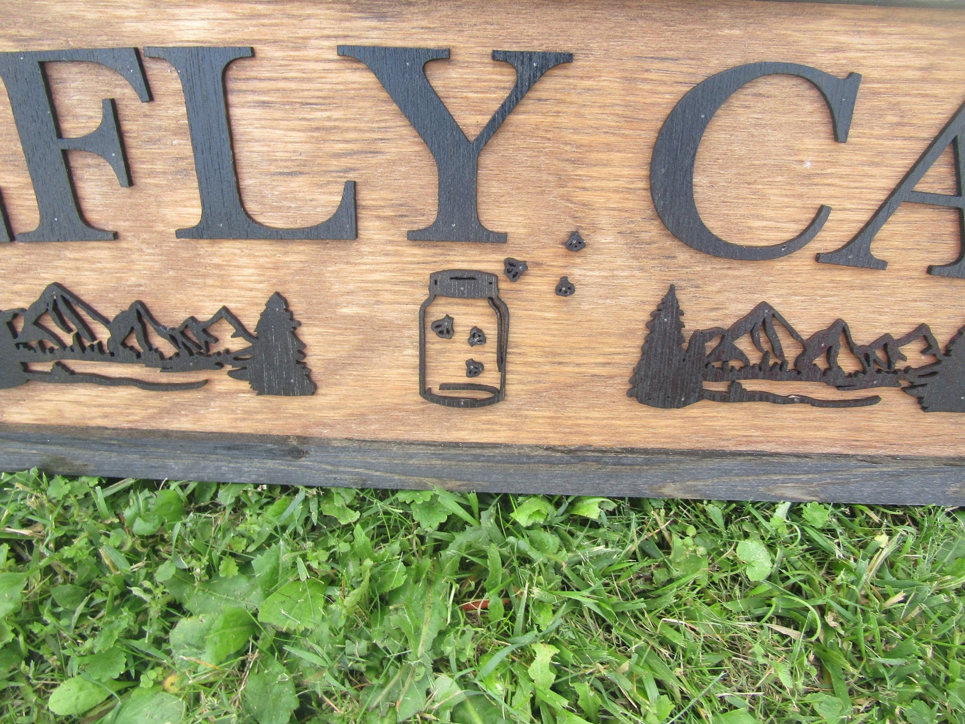 Firefly Cabin Lightning Bugs Large Custom Wooden Sign Outdoors Camping Air BNB Woods Forest Mountain Lounge Vacation Signage Handmade 3D