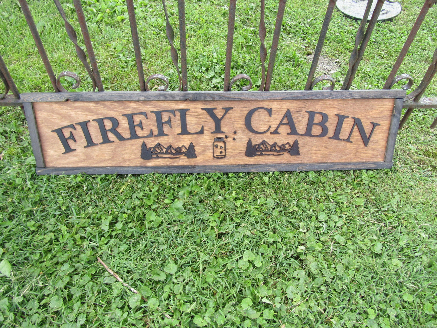 Firefly Cabin Lightning Bugs Large Custom Wooden Sign Outdoors Camping Air BNB Woods Forest Mountain Lounge Vacation Signage Handmade 3D