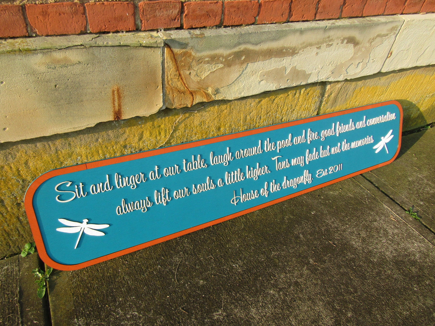 House of Dragonfly Custom Welcome Cute Saying Come Sit at Our Table Good Friends Share Laughs Personalized Home Sign 3d Letters Wooden Sign