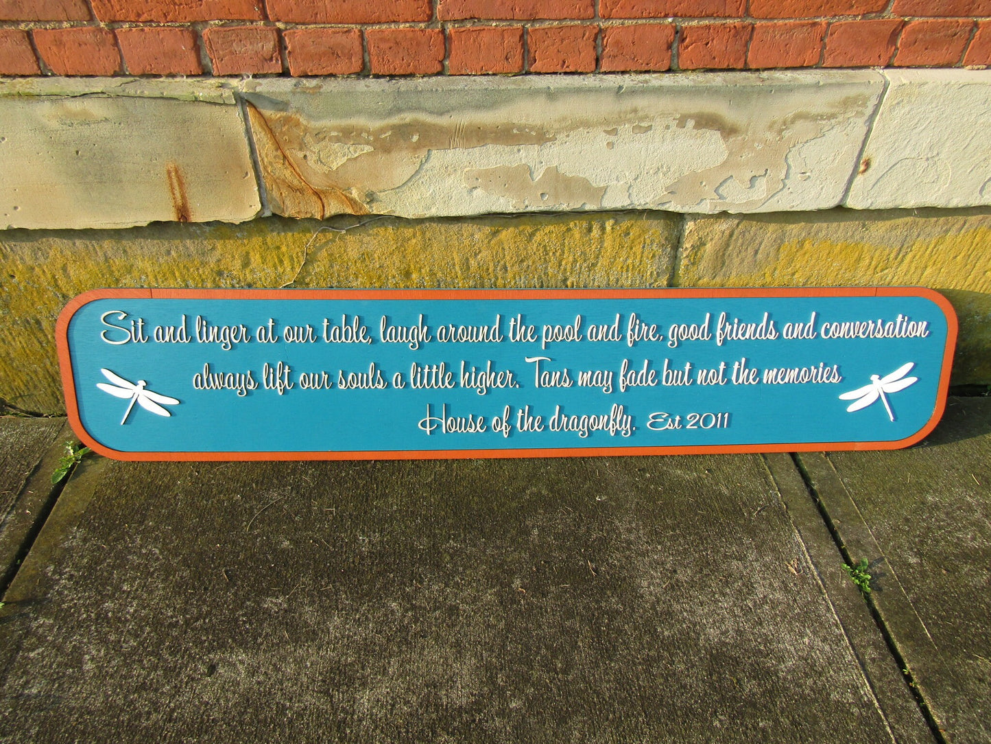 House of Dragonfly Custom Welcome Cute Saying Come Sit at Our Table Good Friends Share Laughs Personalized Home Sign 3d Letters Wooden Sign