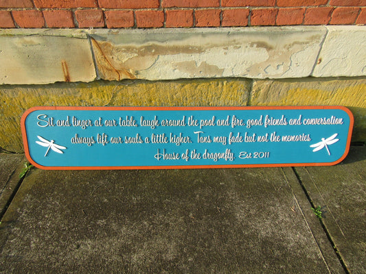 House of Dragonfly Custom Welcome Cute Saying Come Sit at Our Table Good Friends Share Laughs Personalized Home Sign 3d Letters Wooden Sign