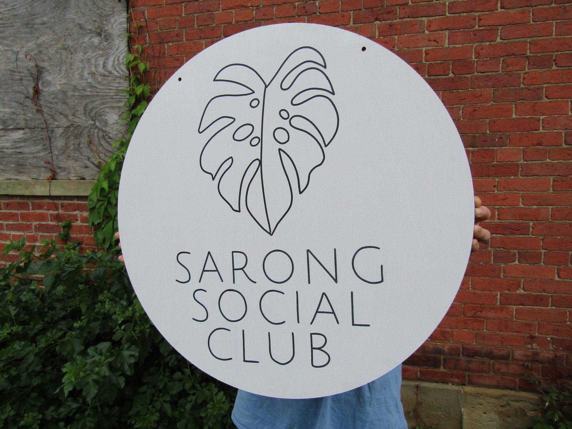 Social Club Custom Personalized Wooden Printed on Wood Sarong Wrap Robe Monstera Leaf Small Business Lightweight Minimalist Style Tropical