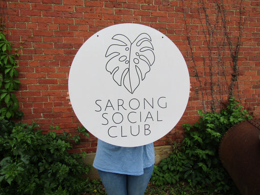 Social Club Custom Personalized Wooden Printed on Wood Sarong Wrap Robe Monstera Leaf Small Business Lightweight Minimalist Style Tropical