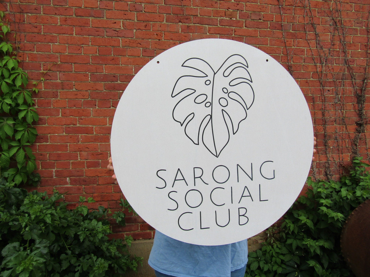 Social Club Custom Personalized Wooden Printed on Wood Sarong Wrap Robe Monstera Leaf Small Business Lightweight Minimalist Style Tropical