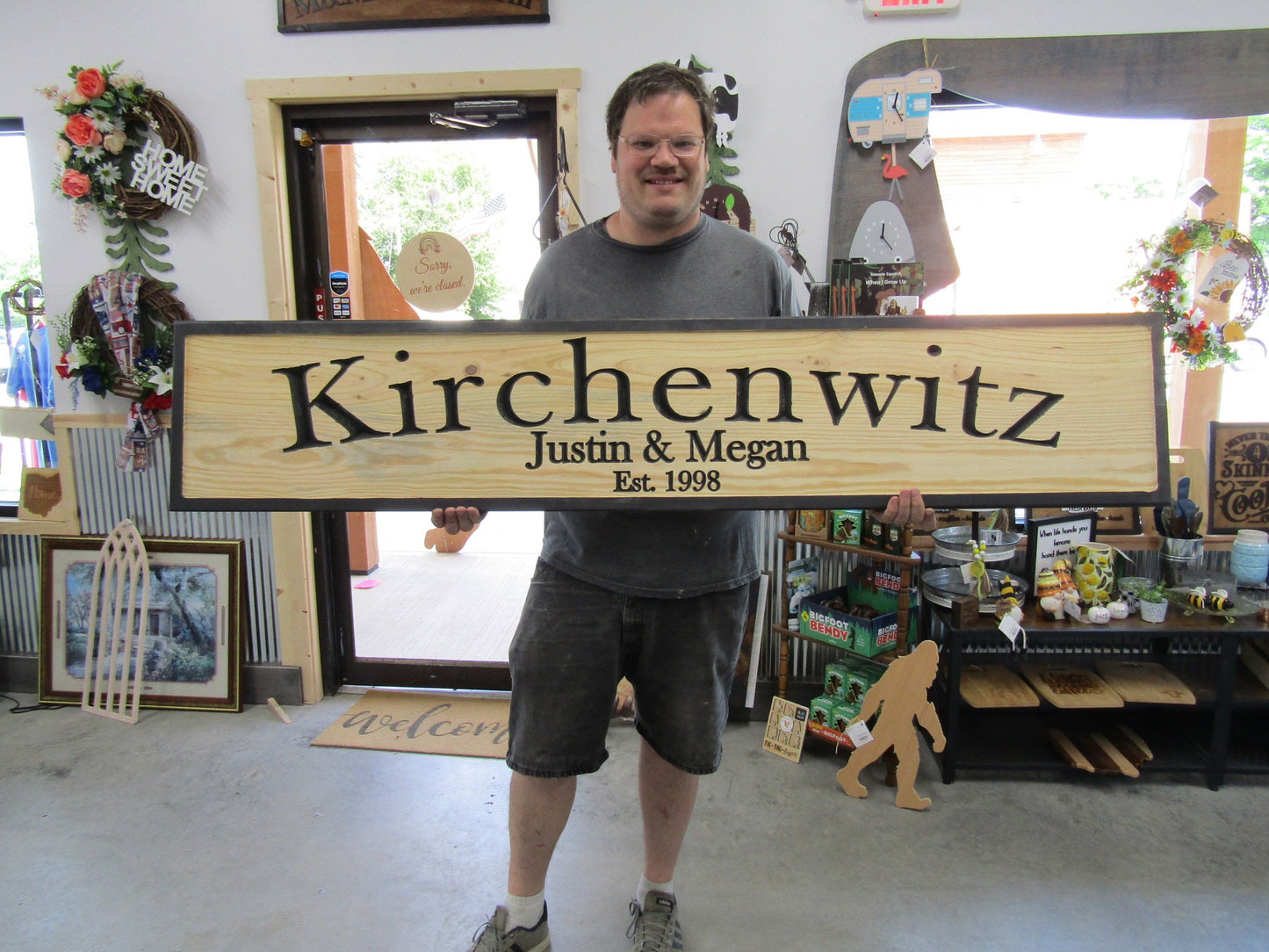 Personalized Last name Wedding Gift Established Year Couple Married Engagement New Home Custom Name Date Wooden Routed Engraved Etched Sign