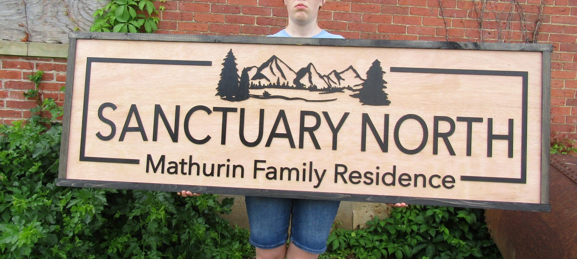 Custom Family Residence Sign Commerical Signage Sanctuary North Mountains Outdoors Wooden Raised Letters Made To Order Oversized Large Trees