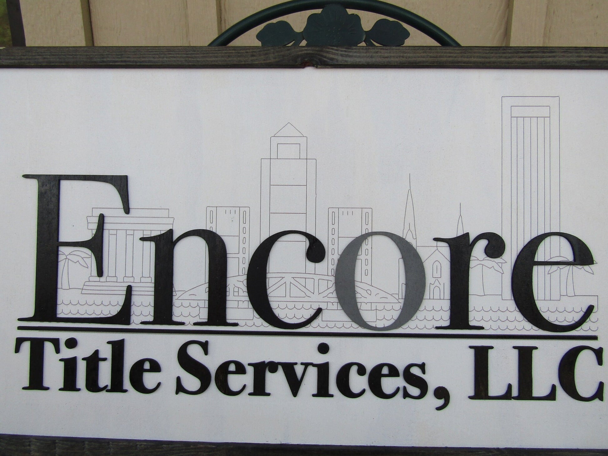 Custom Title Services Commerical Signage Cityscape Engraved and Raised Letters Wooden Handmade Sign Buildings Legal Office Made to Order