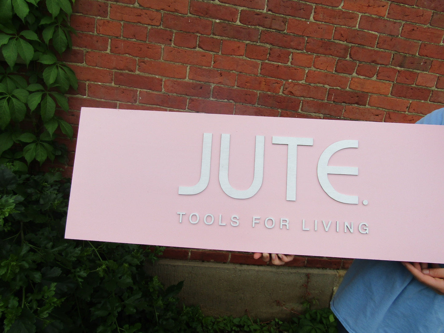 Custom Pink Rectangle Commerical Sign JUTE Tools for Living Health Wellness Therapy Office Signage Made to Order Your Logo Wooden Sign