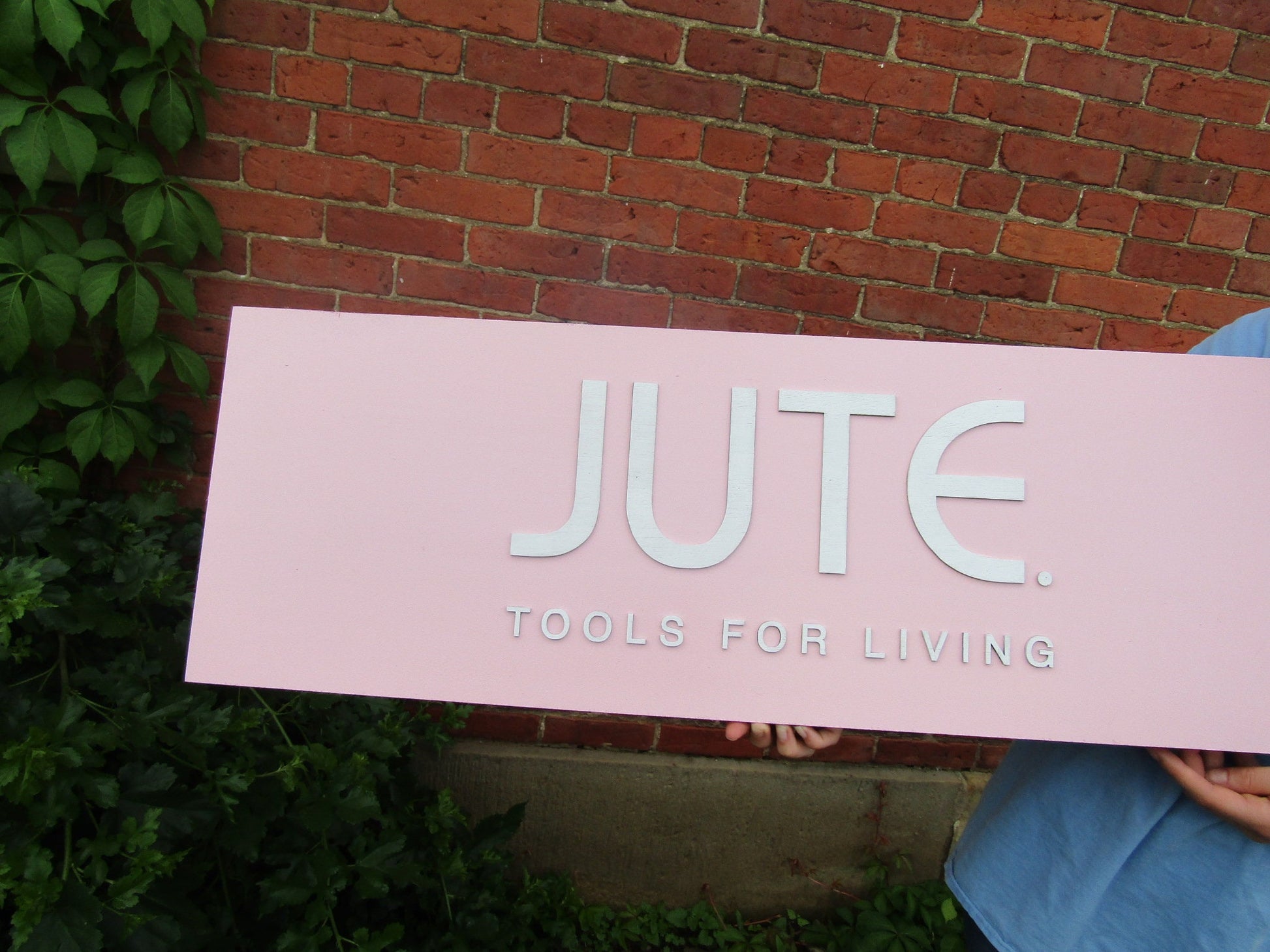 Custom Pink Rectangle Commerical Sign JUTE Tools for Living Health Wellness Therapy Office Signage Made to Order Your Logo Wooden Sign
