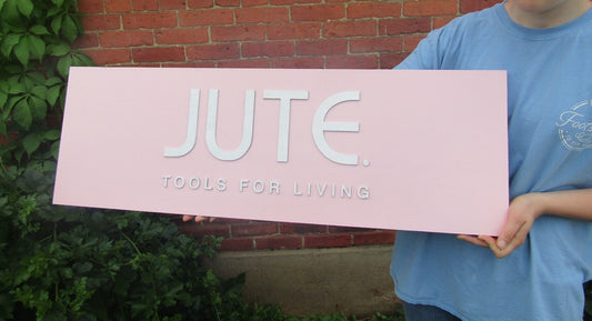 Custom Pink Rectangle Commerical Sign JUTE Tools for Living Health Wellness Therapy Office Signage Made to Order Your Logo Wooden Sign