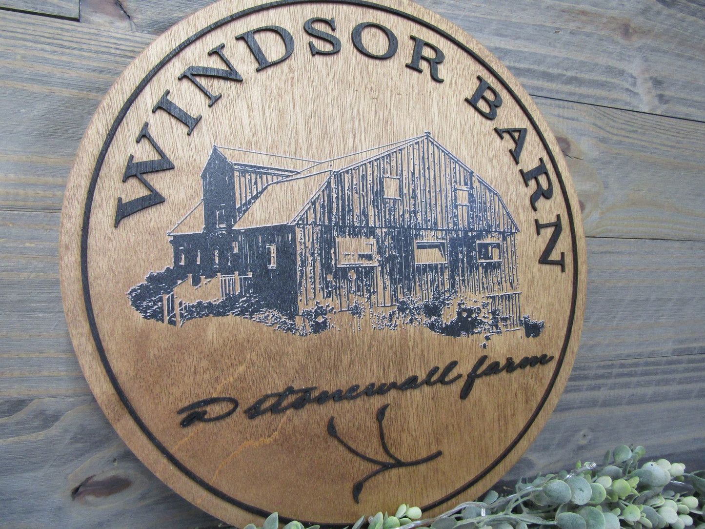 Family Farm Business Windsor Barn Establishment Printed Photo Handwriting Piece Custom Wooden Sign Gift Heirloom Generational Keepsake