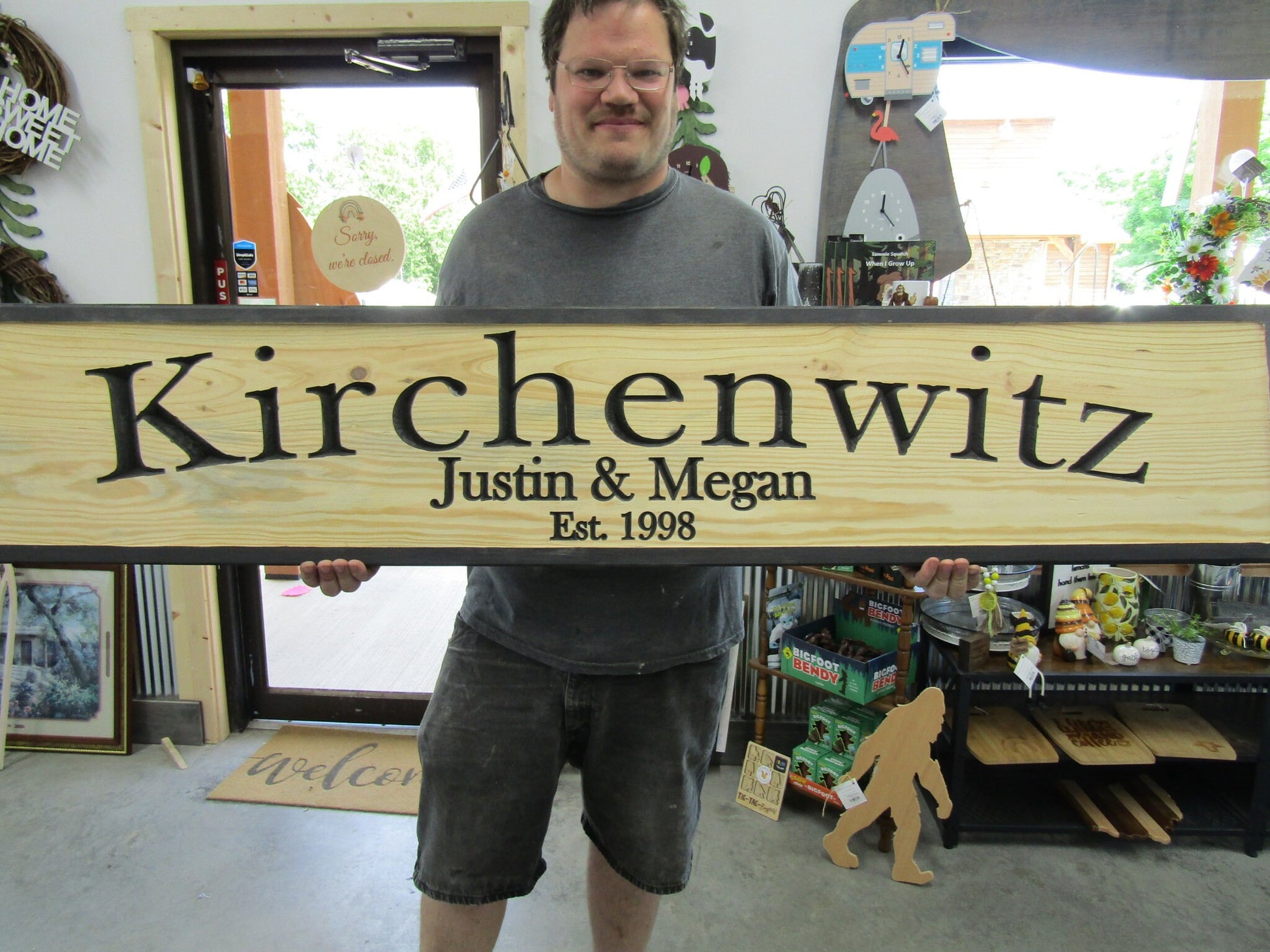 Personalized Last name Wedding Gift Established Year Couple Married Engagement New Home Custom Name Date Wooden Routed Engraved Etched Sign