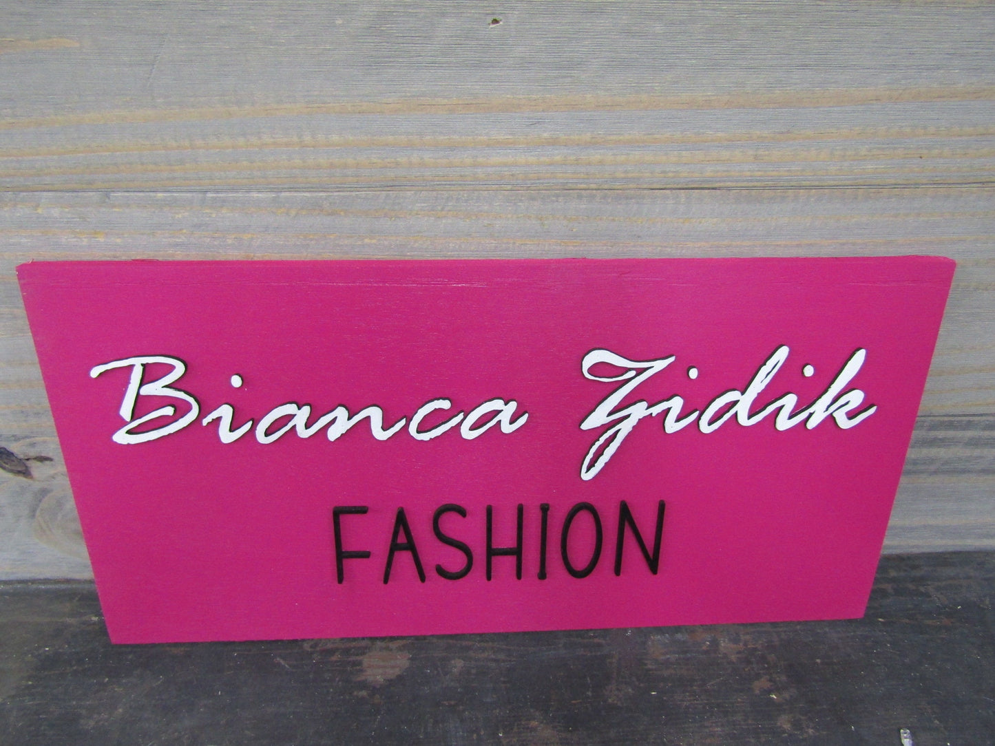 Fashion Boutique Store Hot Pink Unframed Commerical Signage 3D Raised Letters Company Name Personalized Wooden Sign Fashionista Customizable