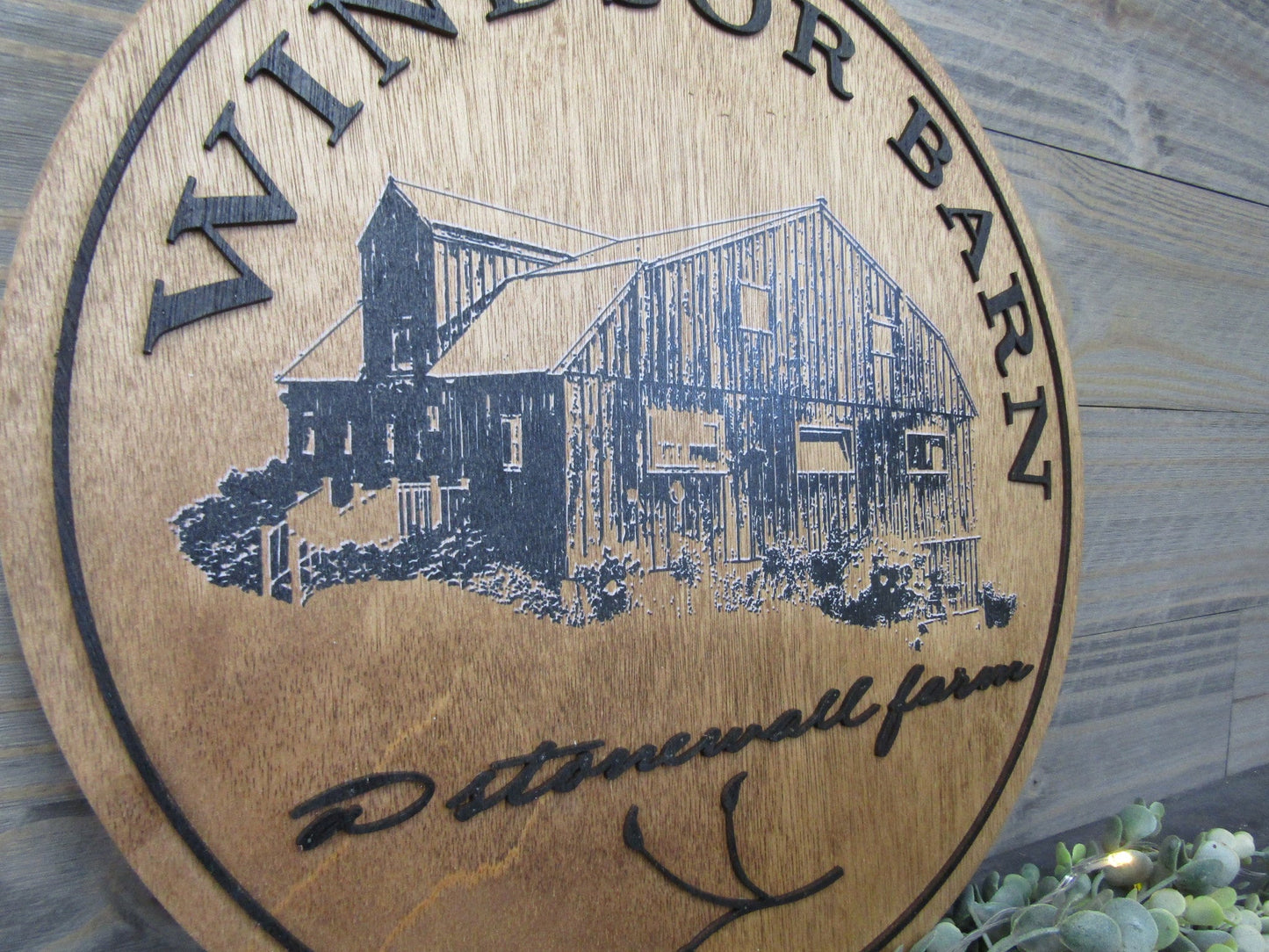 Family Farm Business Windsor Barn Establishment Printed Photo Handwriting Piece Custom Wooden Sign Gift Heirloom Generational Keepsake