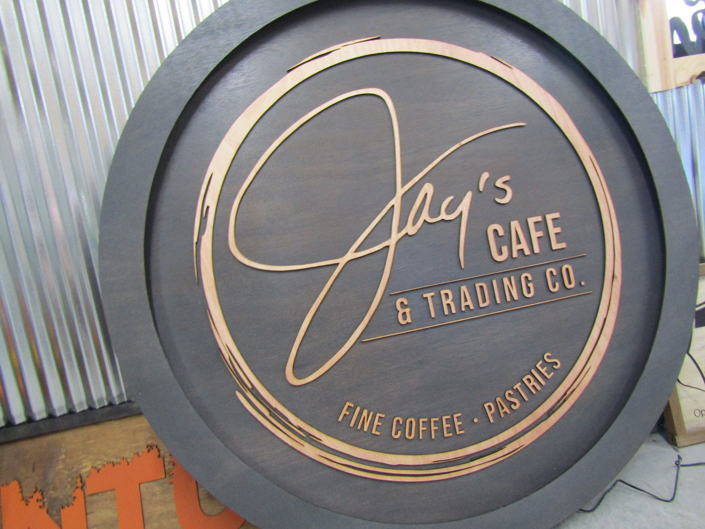 Custom Wooden Cafe Sign Your Logo Commerical Signage Business Store Front Coffee Shop LED Color Changing Remote Handmade Hanging Sign