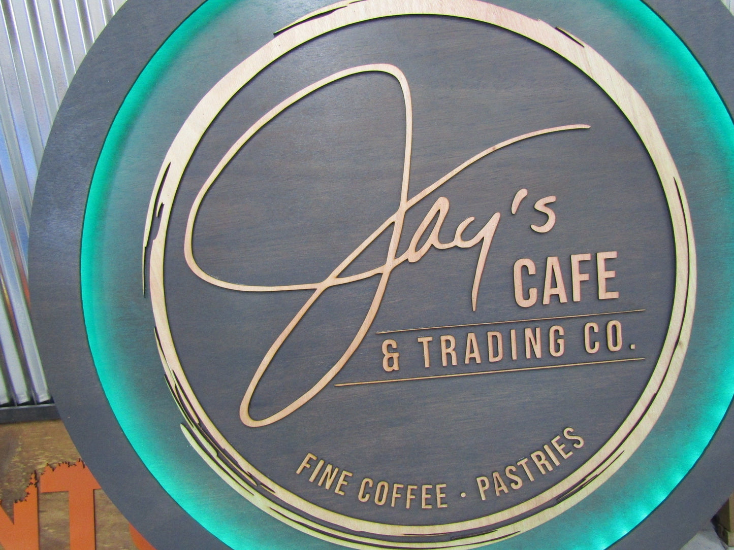 Custom Wooden Cafe Sign Your Logo Commerical Signage Business Store Front Coffee Shop LED Color Changing Remote Handmade Hanging Sign