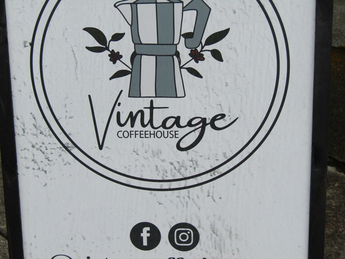 Vintage Coffee Shop Sidewalk Open Welcome Sign Board Walk A frame Free Standing Printed Outdoor Sandwich Board Sign Your logo social media