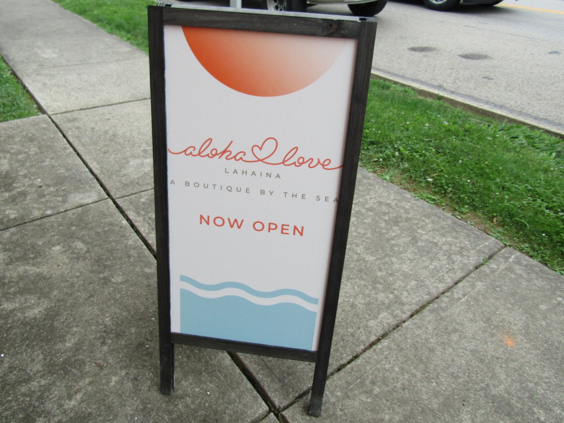 Boutique Aloha Boardwalk Free Standing Sign By The Beach Full Color Printed on Wood Your Logo Sidewalk Sign Wooden Sign A Frame Advertising