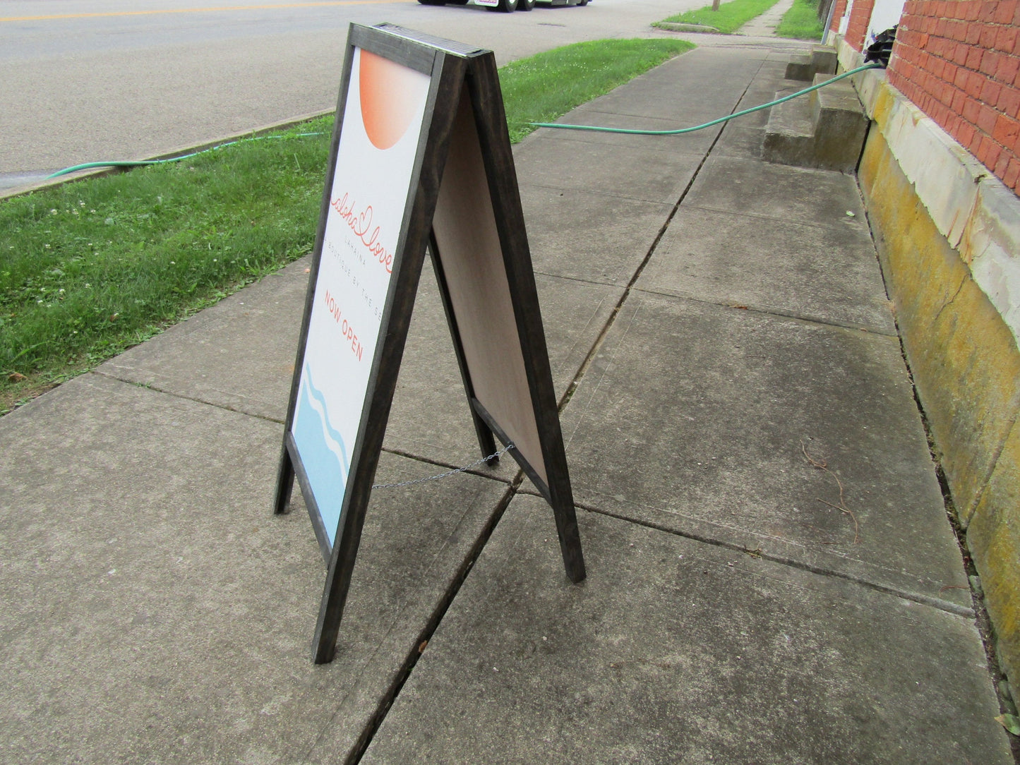 Boutique Aloha Boardwalk Free Standing Sign By The Beach Full Color Printed on Wood Your Logo Sidewalk Sign Wooden Sign A Frame Advertising