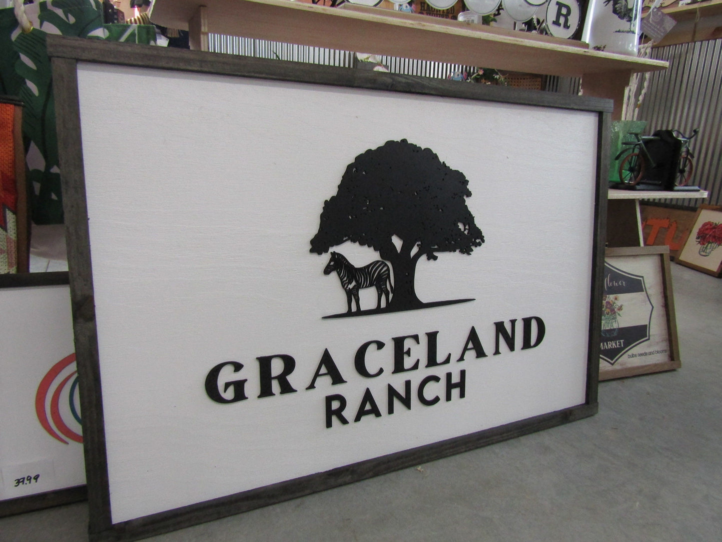 Custom Business Sign Rectangle 3D Large Custom Farm Ranch Oak tree Your LOGO Company Indoor Outdoor Small Business Logo Laser Cut Wood Sign