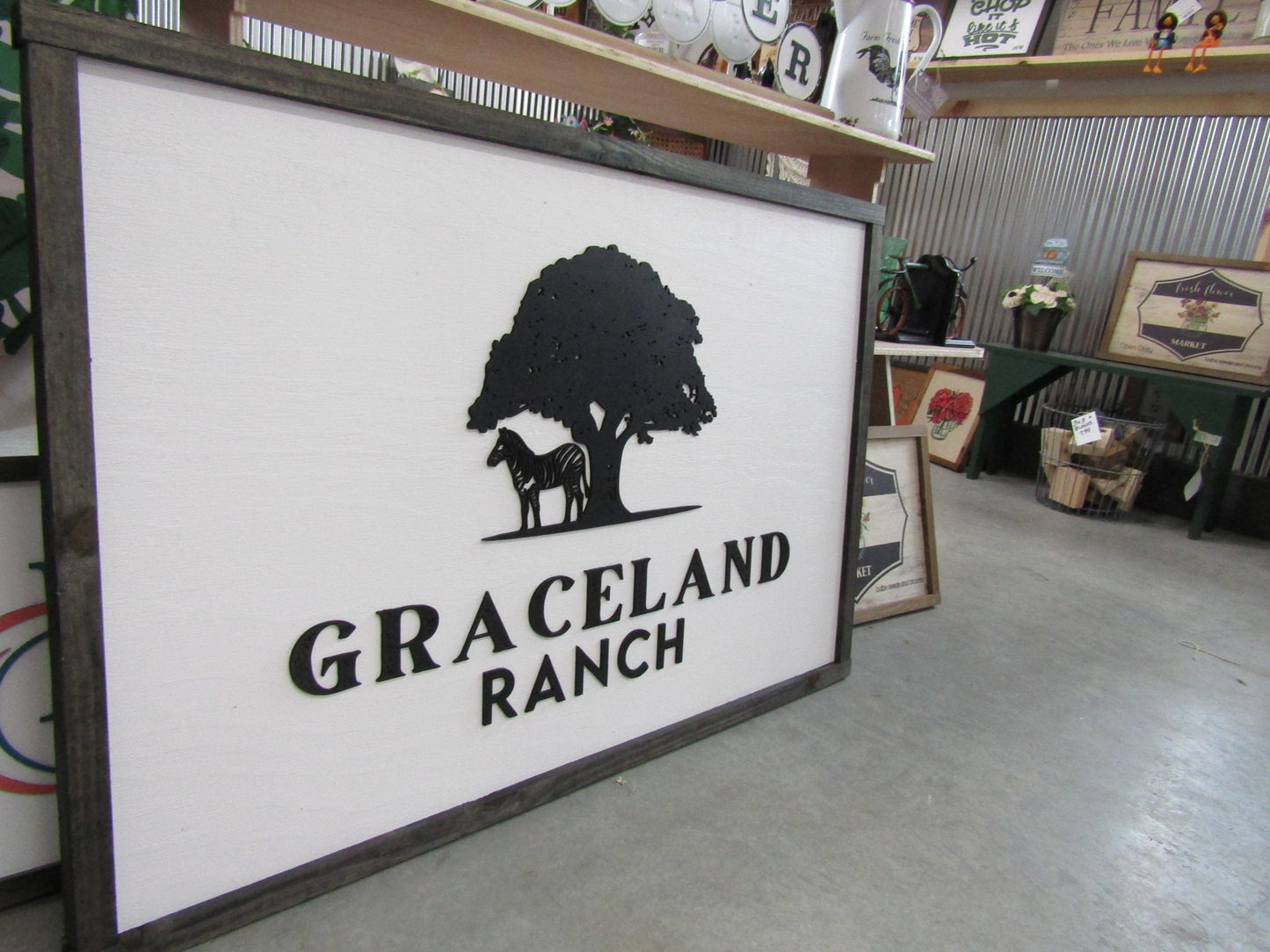 Custom Business Sign Rectangle 3D Large Custom Farm Ranch Oak tree Your LOGO Company Indoor Outdoor Small Business Logo Laser Cut Wood Sign