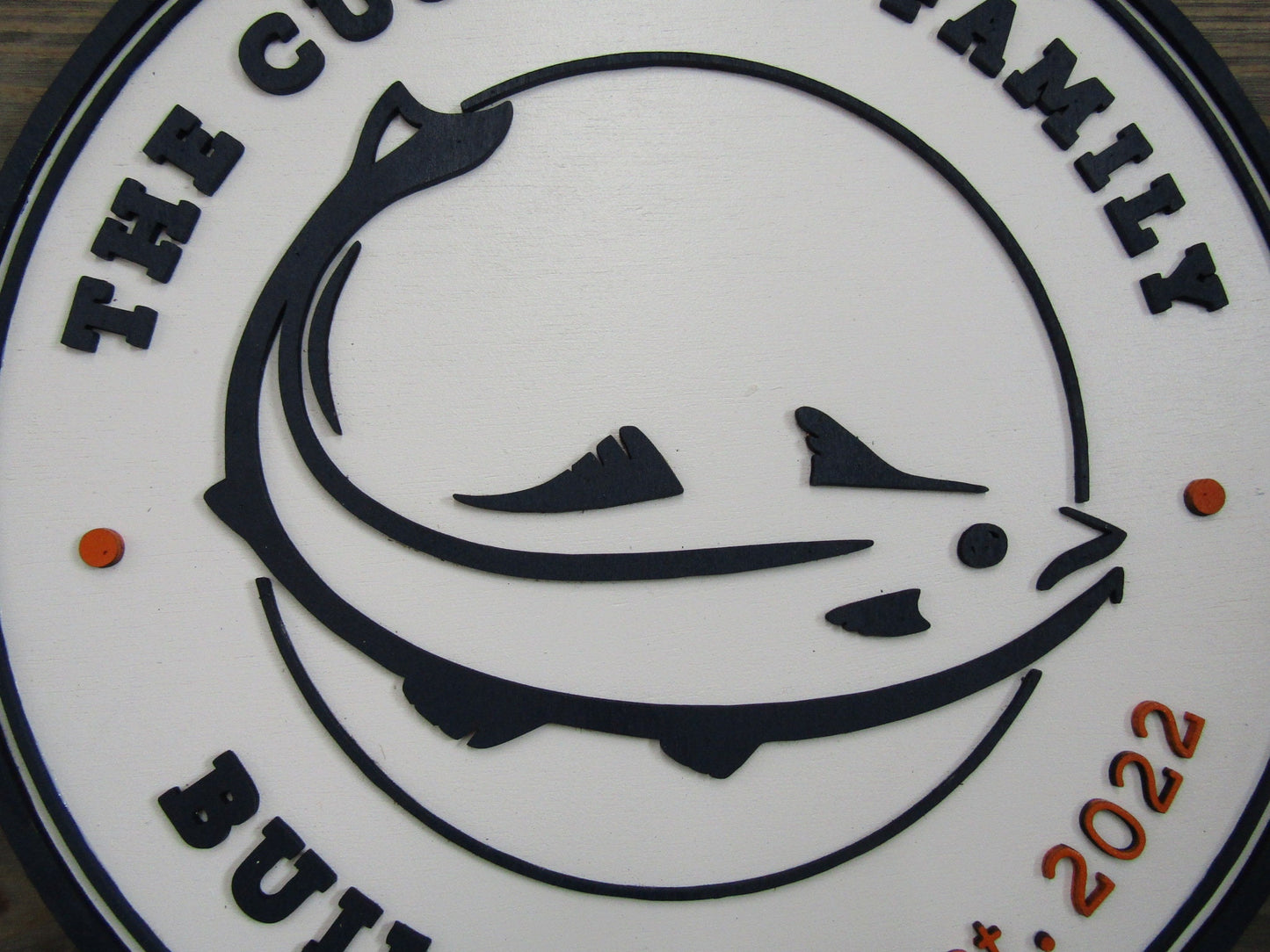 Custom Family Building Sign Personalized Customizable Fish Fisher Bait and Tackle Outdoorsman Signage Round Boating Dock Wooden Handmade