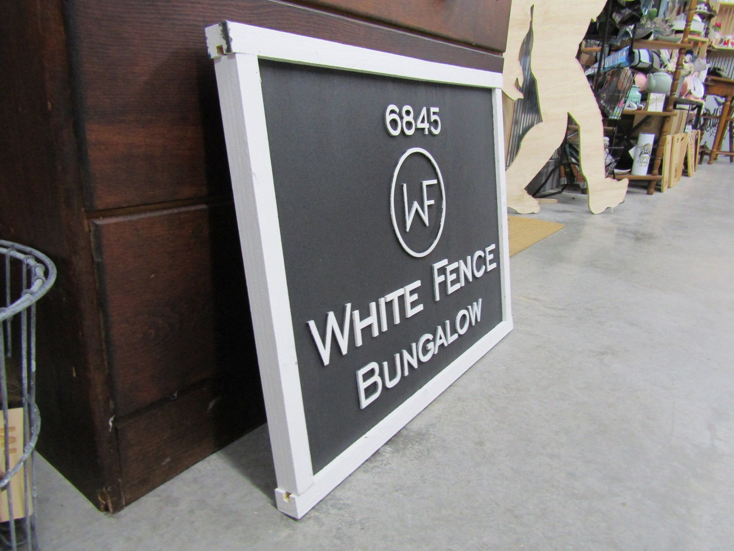 Custom Wood Sign Business Signage Bungalow Black and White Rectangle 3D Large Custom Signage Indoor Outdoor Small Business Logo Laser Cut