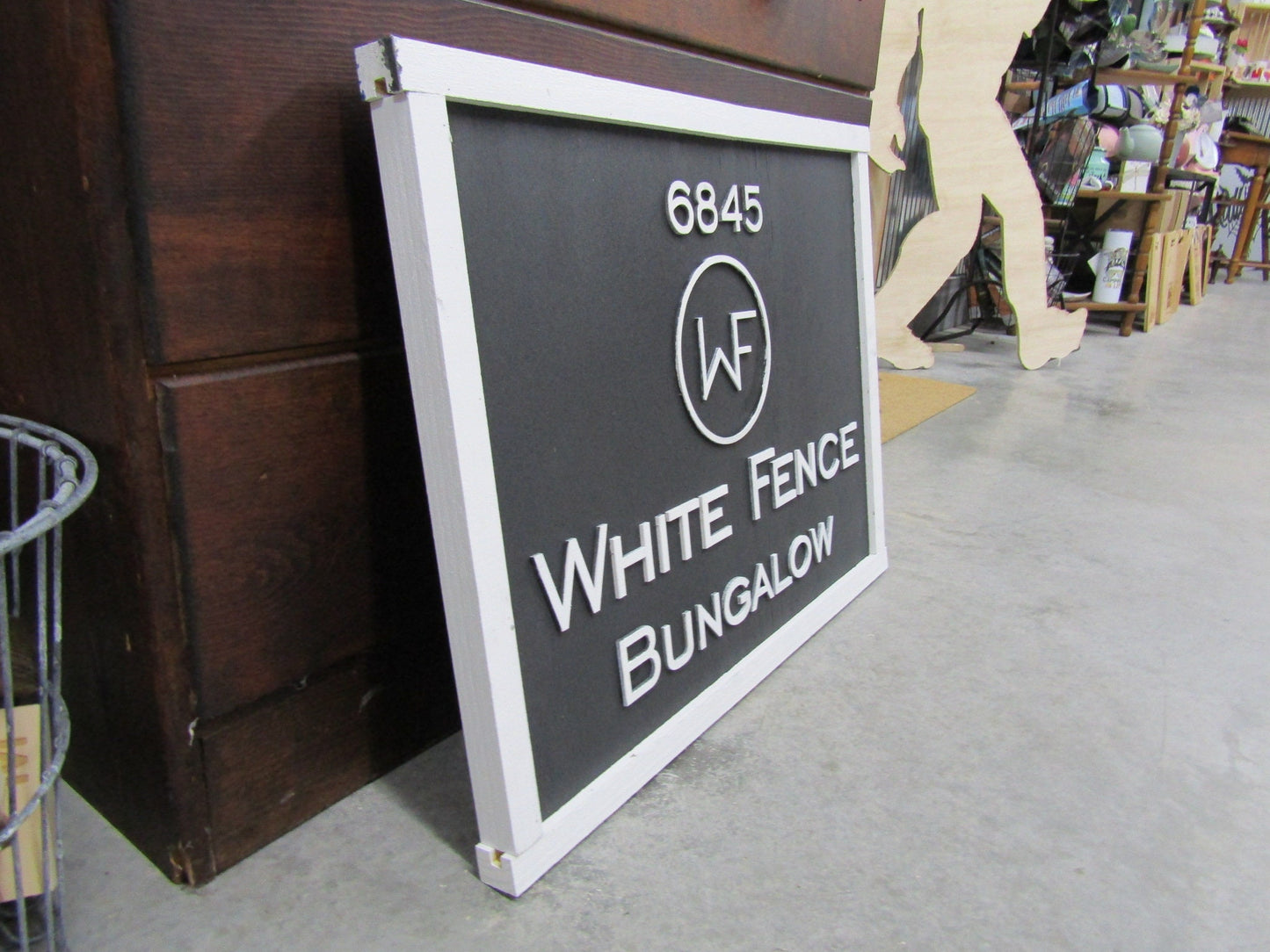 Custom Wood Sign Business Signage Bungalow Black and White Rectangle 3D Large Custom Signage Indoor Outdoor Small Business Logo Laser Cut